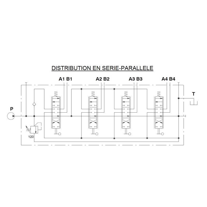 Distributeur hydraulique monobloc 45 l/min centre à suivre